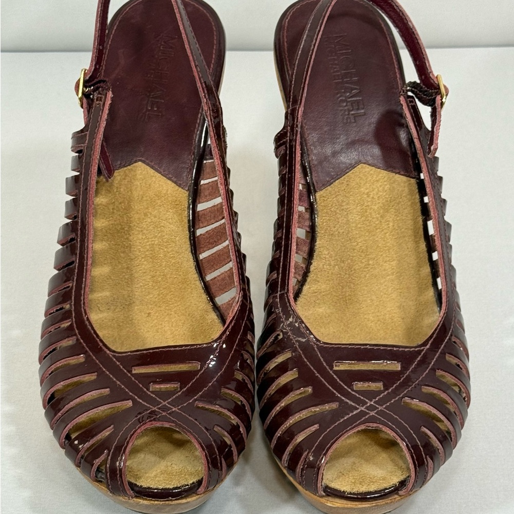 Michael Kors Dark Red Patent Leather Strappy Heals